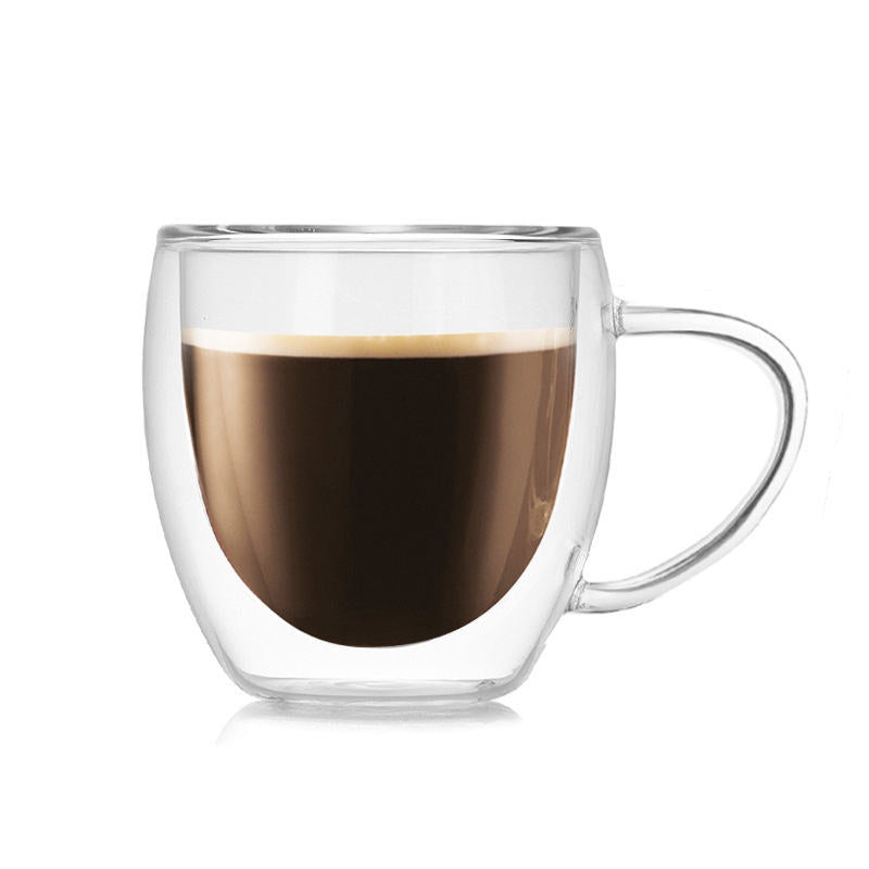 The Bean Co Roasters Double Wall Coffee Cup | Borosilicate Glass | Insulated Layer Cups | Perfect for Coffee and Tea