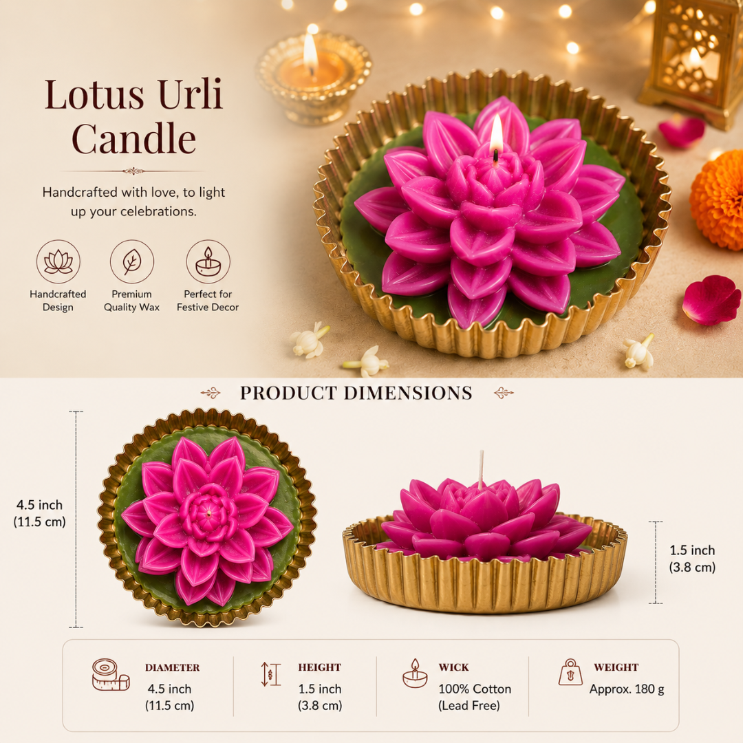 Mehfil Bloom Green & Pink Urli Flower Candle – Festive Diwali Décor