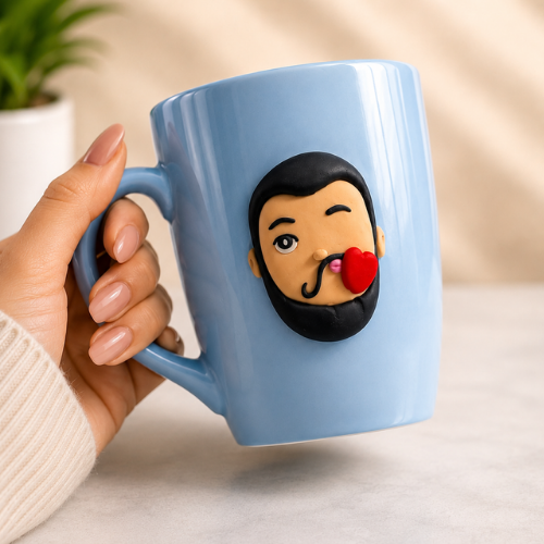 Bisou Moustache – 3D Face Ceramic Mug