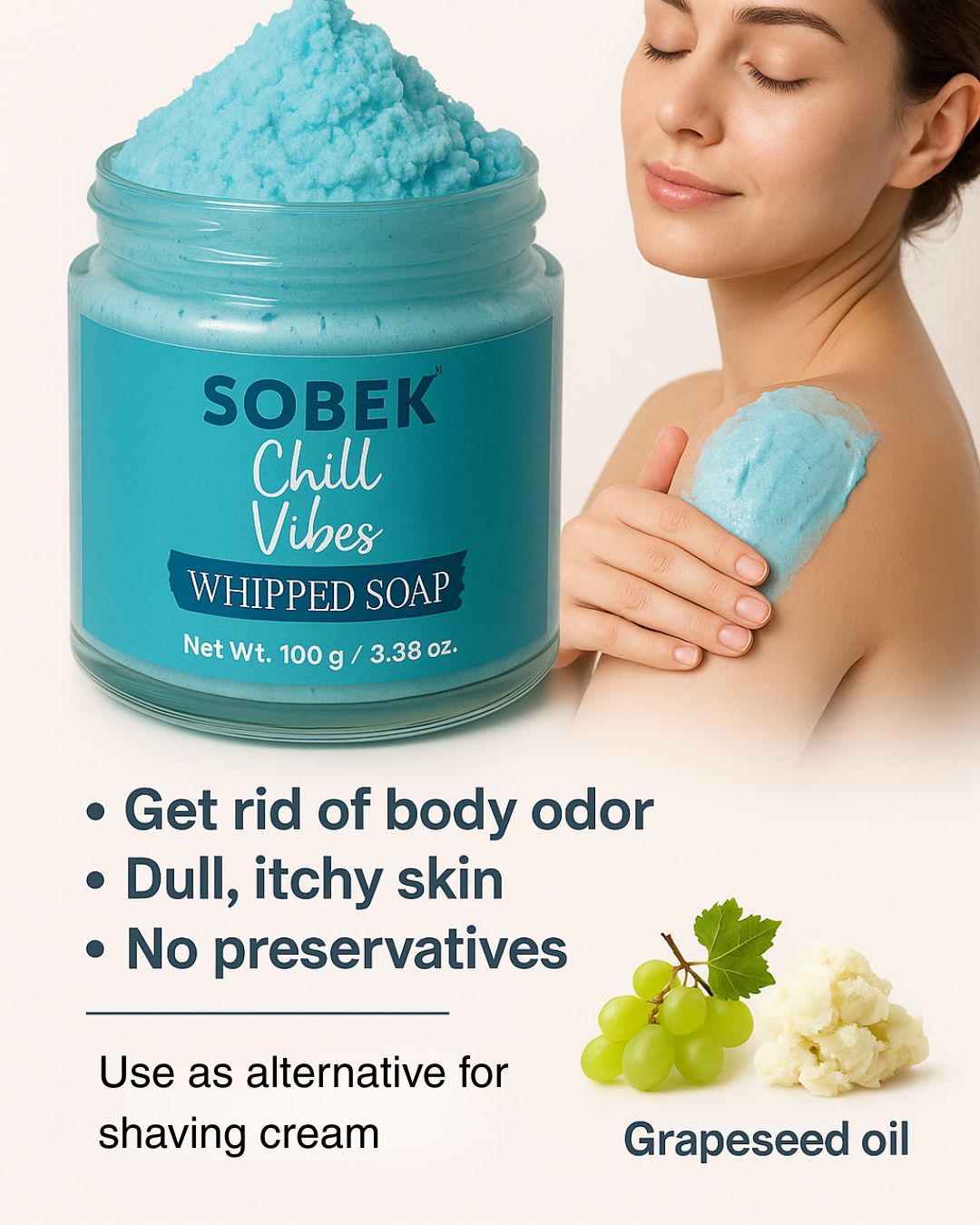Sobek Naturals Chill Vibes Blue Whipped Cream Soap and Body Wash 100 gm