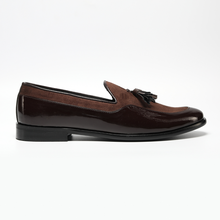 Monkstory Magnificos Patent With Suede Tasseled Slip Ons - Brown