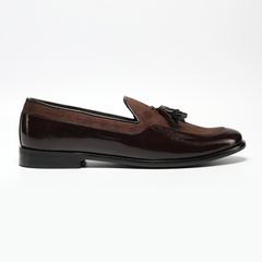 Monkstory Magnificos Patent With Suede Tasseled Slip Ons - Brown