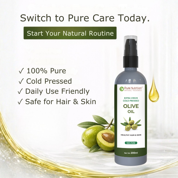 Pure Nutrition Extra Virgin Cold Pressed Olive Oil 200ml | 100% Pure | Multipurpose Use