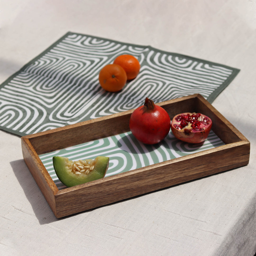 Muun Home Jade Mango Wood Rectangular Tray