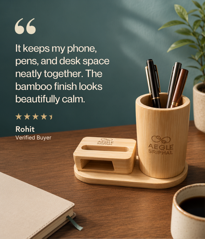 Bamboo Speaker and Utility Holder with Bamboo Base