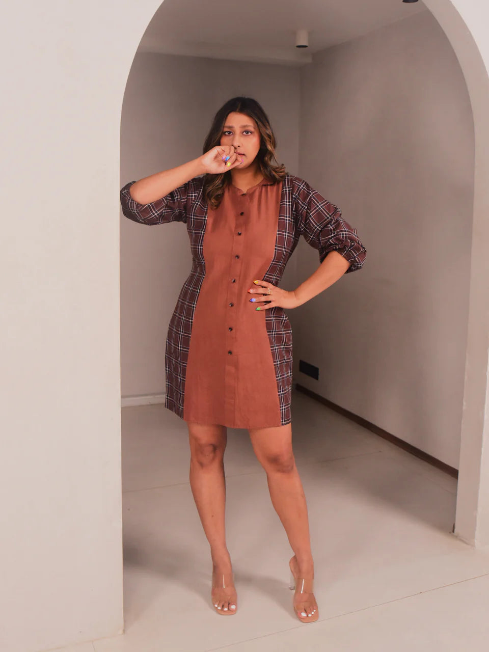 WhySoBlue Rae Checks Short Dress