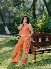 TERRACOTTA LINEN LACE SET