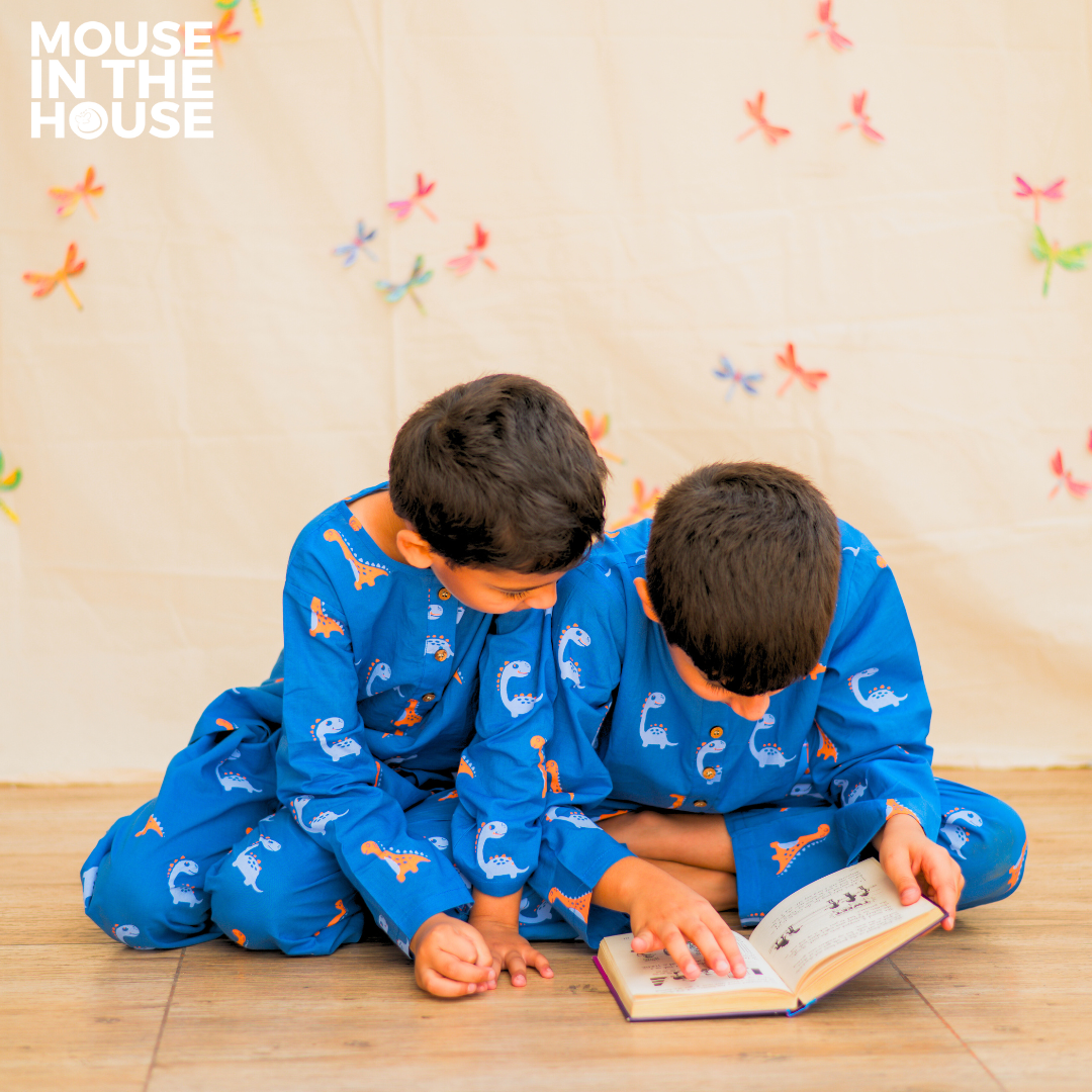 Mouse In The House Dino Friends (Blue)- Unisex Nightdress