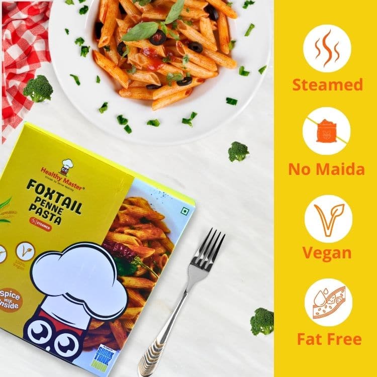 Healthy Master Foxtail Millet Penne Pasta 400g | Millet-Based Penne | No Maida | Pasta for Cooking