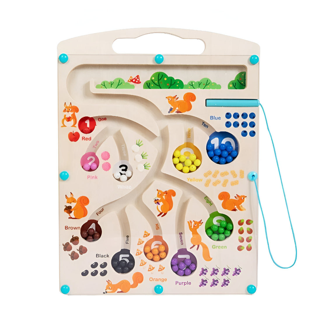 Wudly Wooden Magnetic Colour & Number Sorting Maze Board
