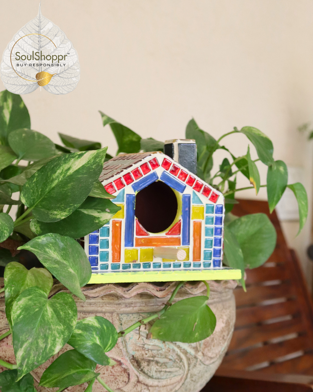 Handmade Cozy Mosaic Bird House |Outdoor Resting Place for Small Birds | Wooden Bird House | Yard, Garden & Outdoor Living | Bird & Wildlife Accessories 