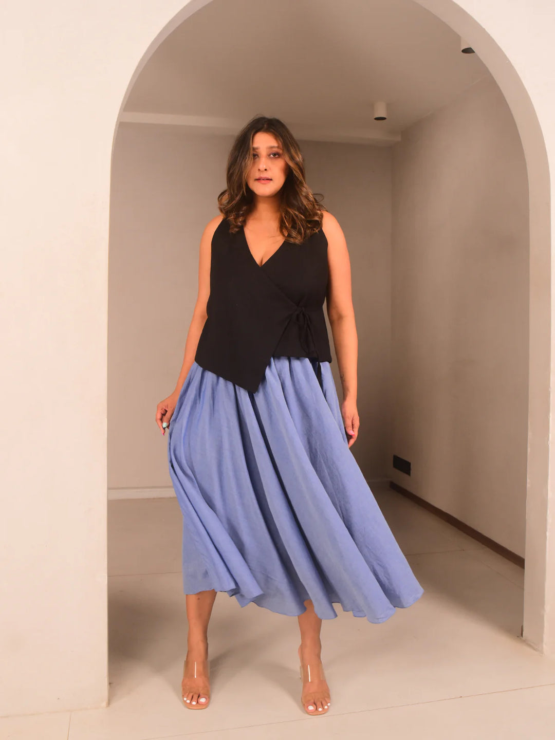 WhySoBlue Leni Wrap Top Skirt Set