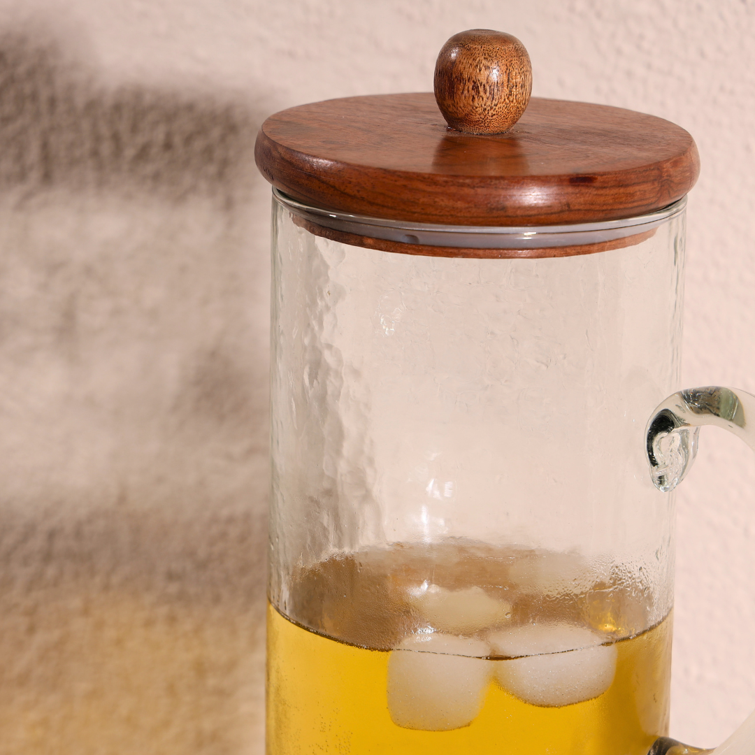 Muun Home Hammered Glass Jug with Lid