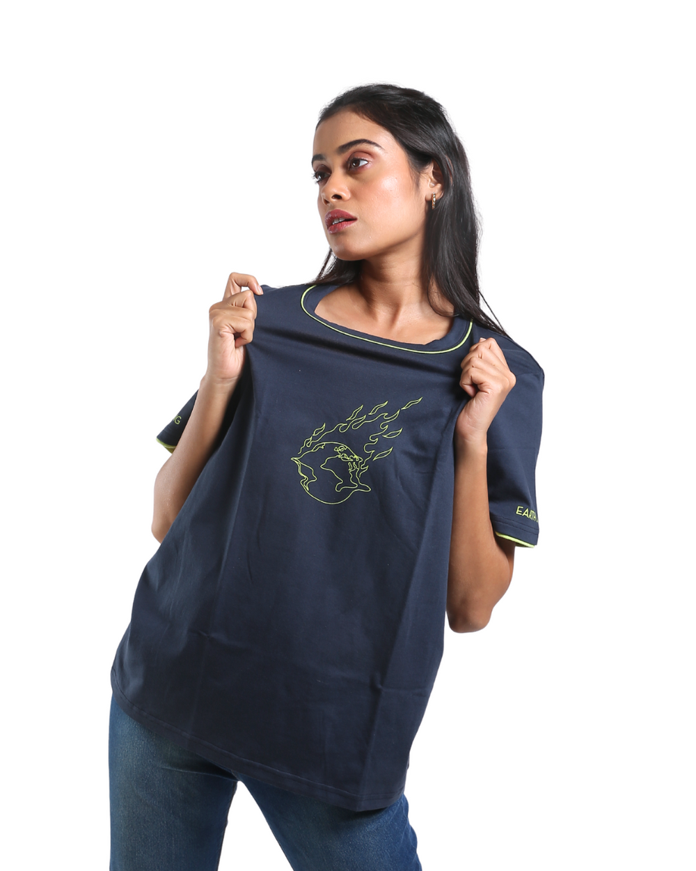 Organic Cotton Graphic Printed Relaxed Fit T-shirt In Navy