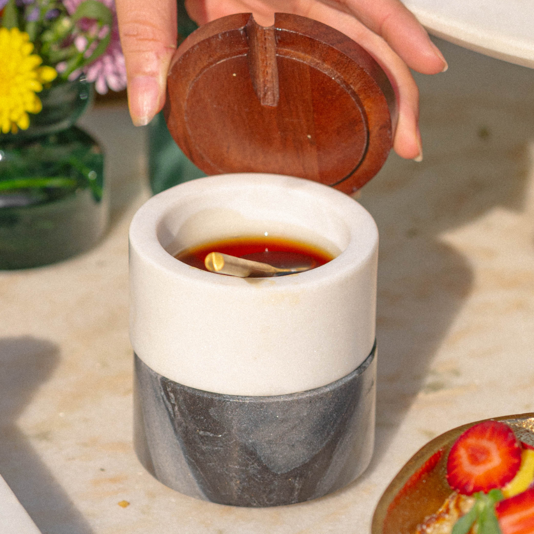 Muun Home Stacked Marble Spread Jars Set of Two