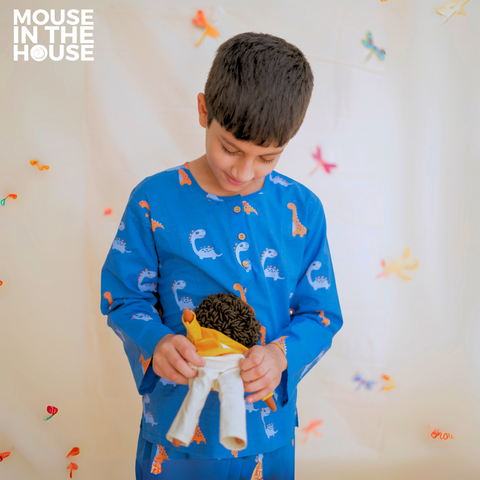 Mouse In The House Dino Friends (Blue)- Unisex Nightdress