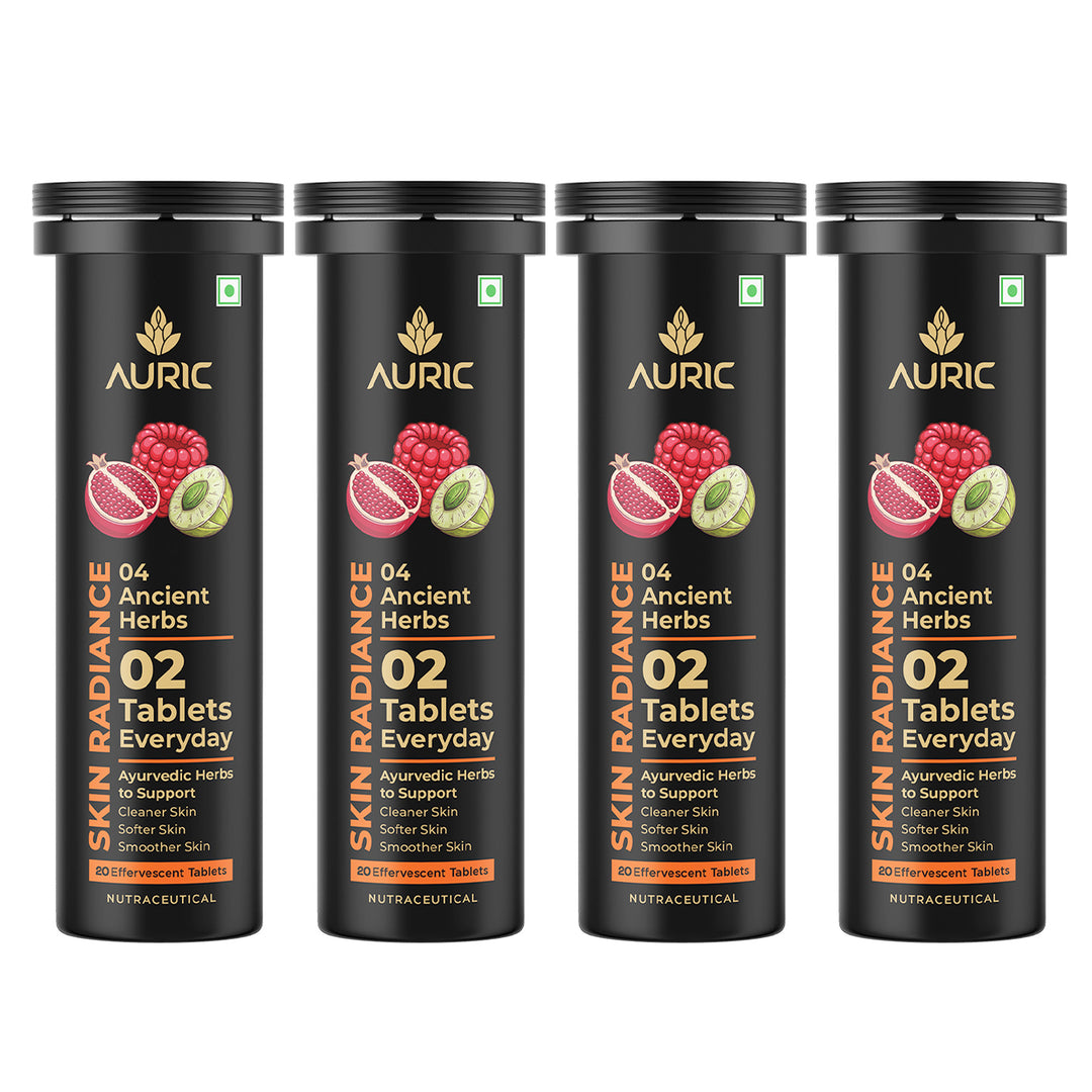 Auric Skin Radiance for Glow Skin Naturally Drinks 20 Tablets with Biotin, Amla, Pomegranate & Grape Seed Extract | Mixed Berries Flavour