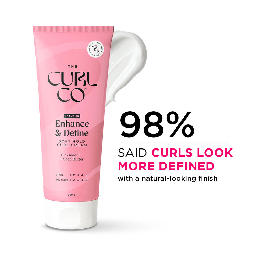 The Curl Co Enchance & Define Softhold Curl Cream for wavy, frizzzy, Dry & Curly Hair, 150 G