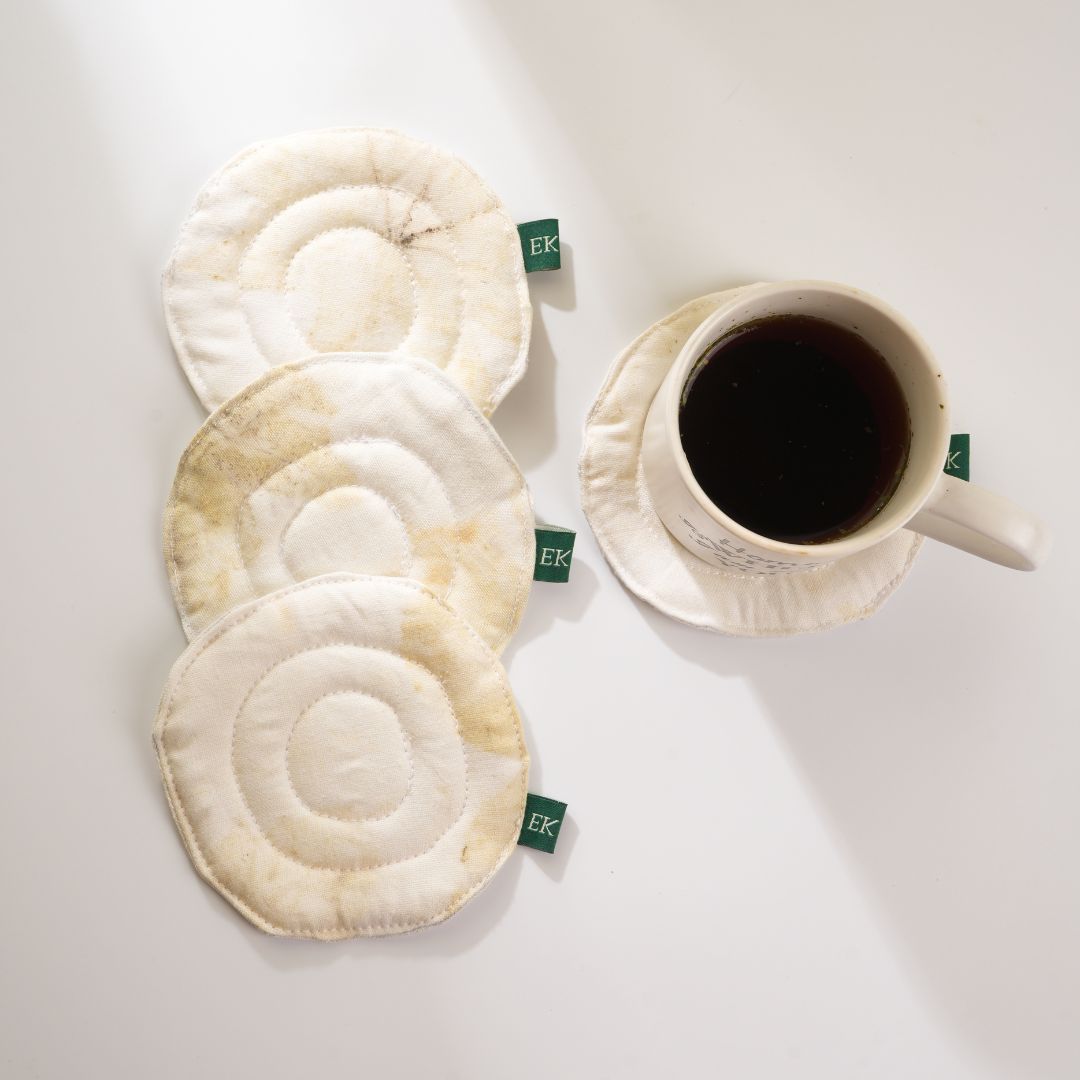 Ecokari Eco-Printed hemp fabric coasters (set of 2)