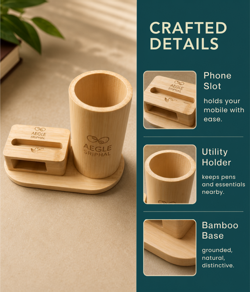 Bamboo Speaker and Utility Holder with Bamboo Base