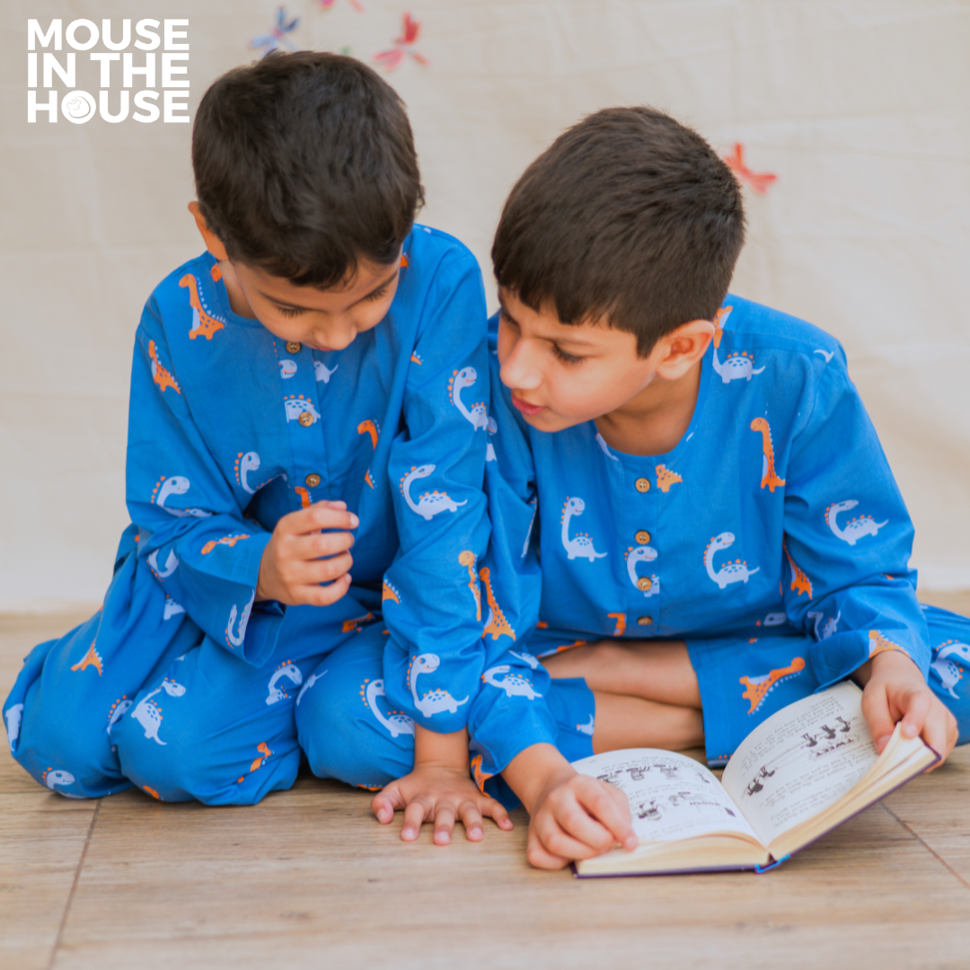 Mouse In The House Dino Friends (Blue)- Unisex Nightdress