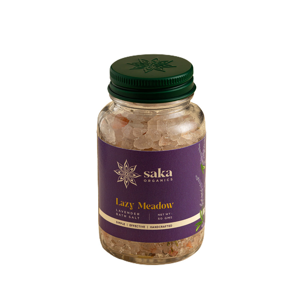Saka Organics - Lazy Meadow | Handmade Lavender Bath Salt | Natural Relaxation for All Skin Types (50gms)