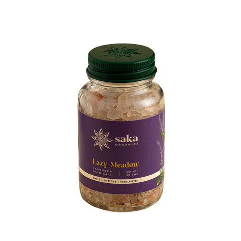 Saka Organics - Lazy Meadow | Handmade Lavender Bath Salt | Natural Relaxation for All Skin Types (50gms)