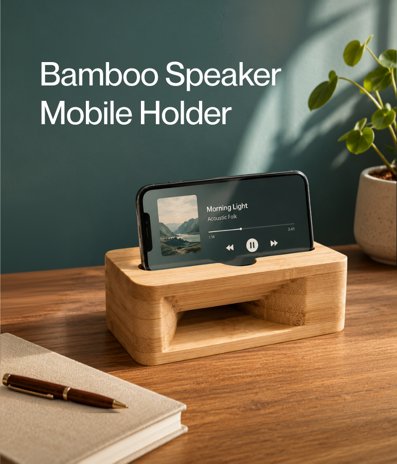 Bamboo Speaker Amplifier and Mobile Holder