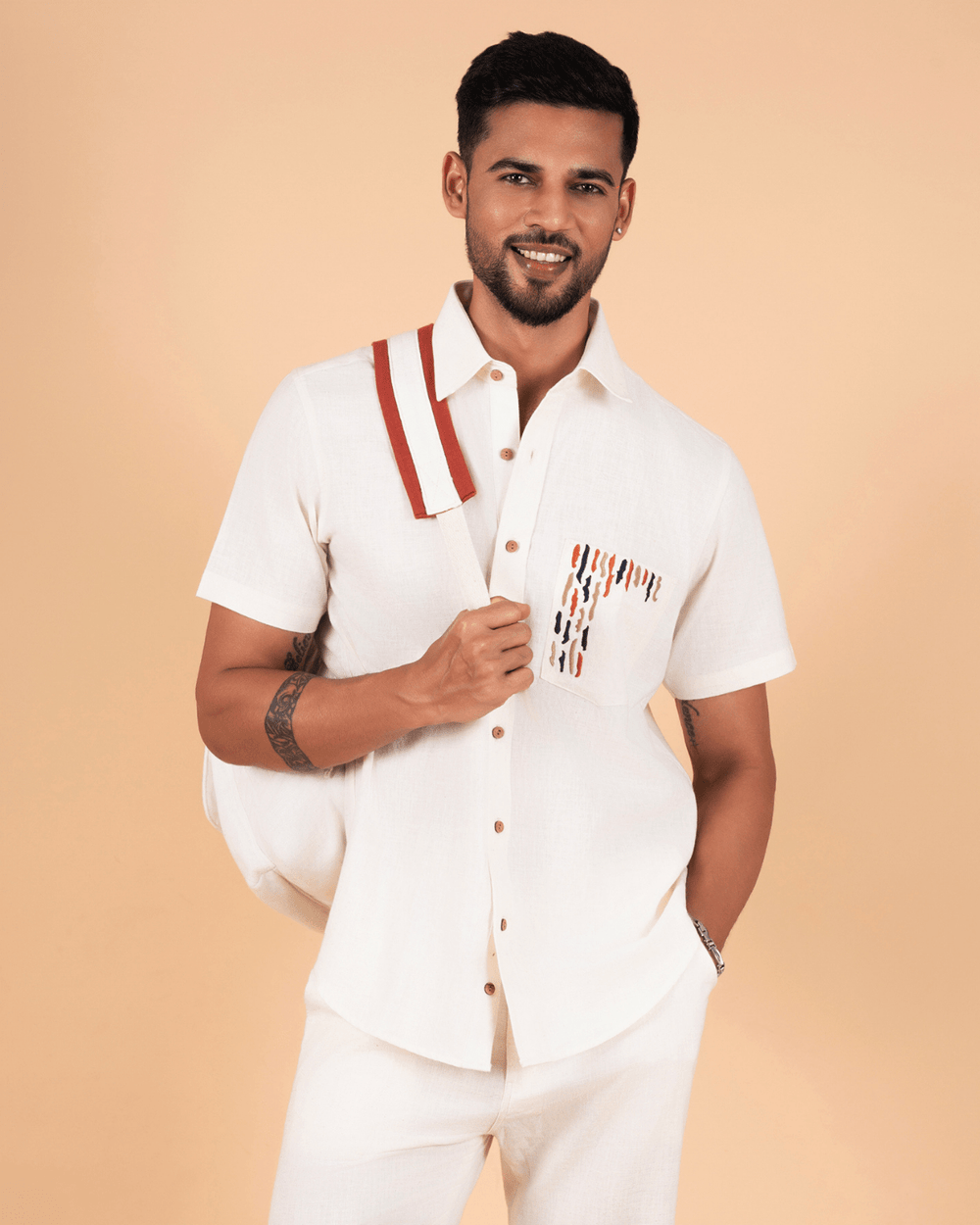 Natural Raw Threaded Pocket Shirt
