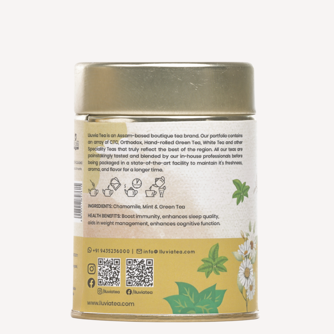 Lluvia Tea Chamomile Mint Tea - Stress Reduction | Relaxation | Digestive Comfort (50 gm)