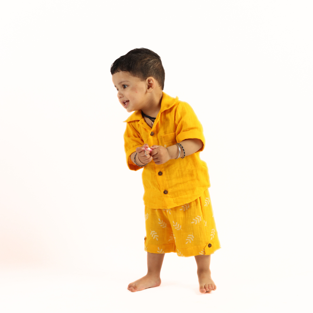 Momokos 100% Organic Cotton Sun-Kissed Double Gauze Shirt & Shorts Co-ord Set