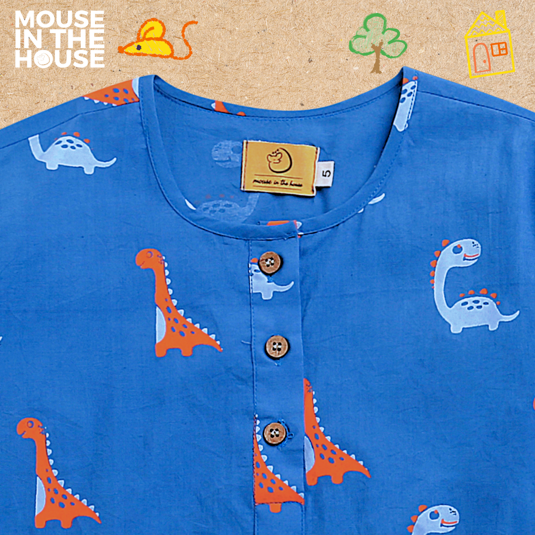 Mouse In The House Dino Friends (Blue)- Unisex Nightdress