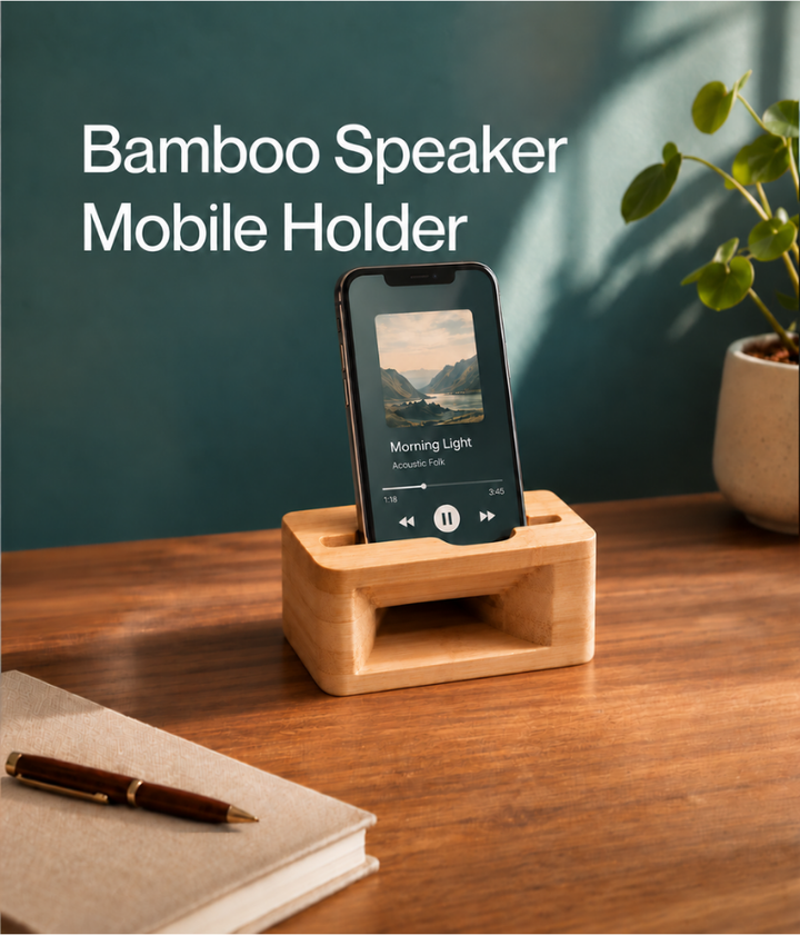 Bamboo Speaker Amplifier and Mobile Holder
