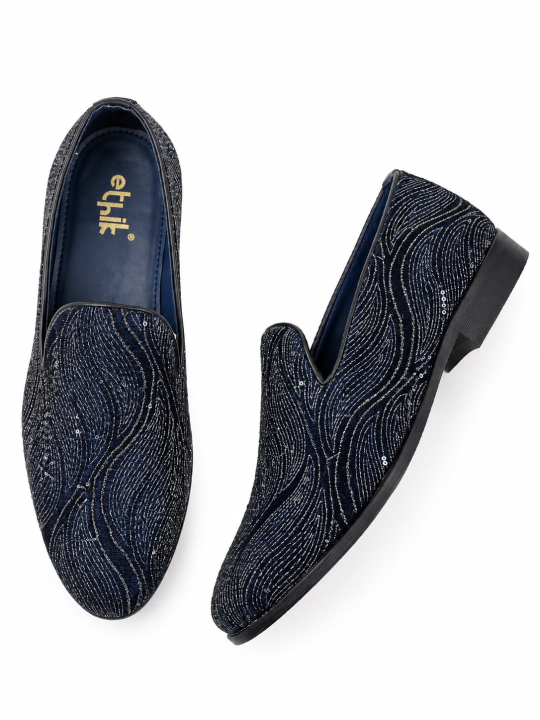 Ethnic Teal Blue Sequin Slip-on -006
