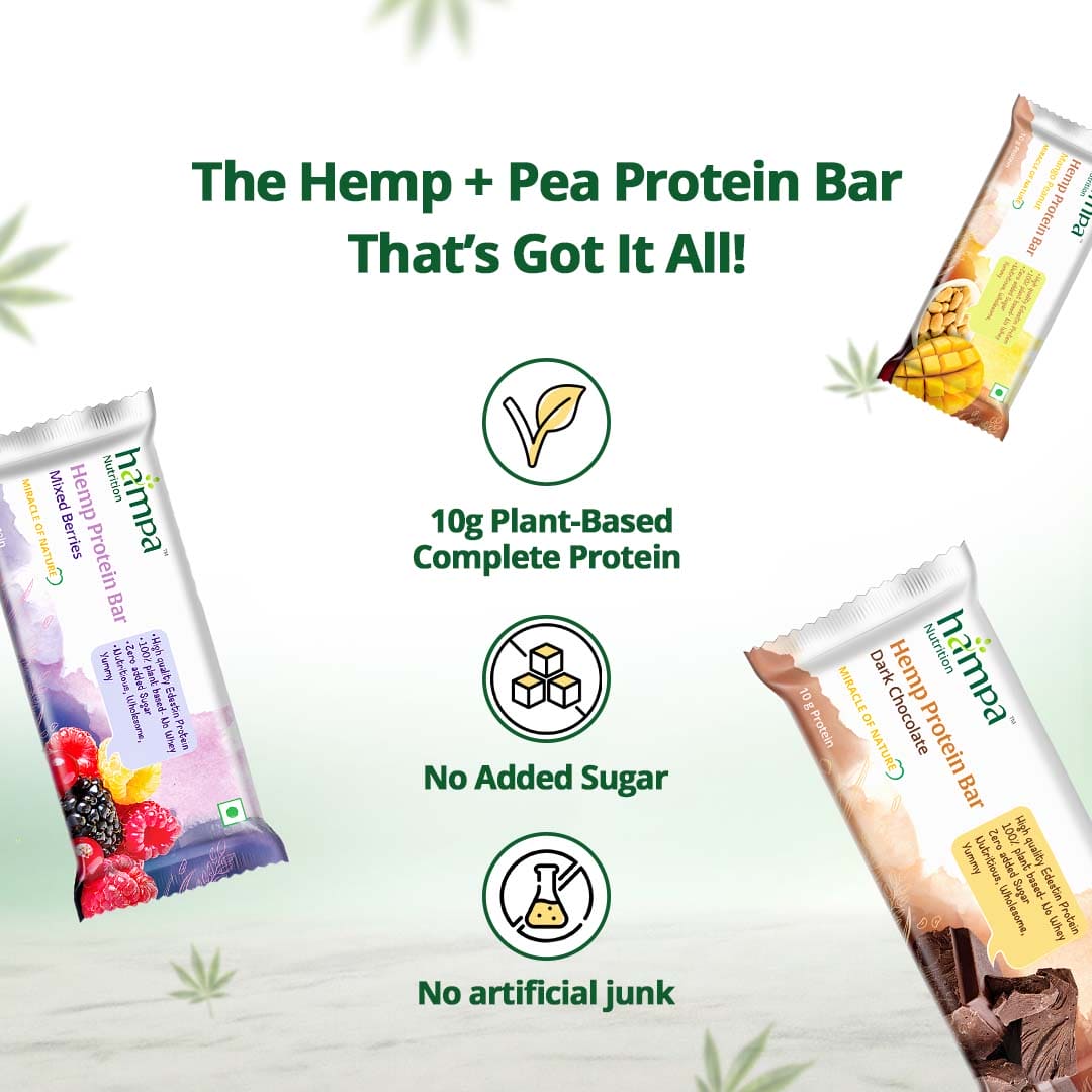 Hampa Wellness Protein Bar 50g - Mixed Flavours - Pack of 3
