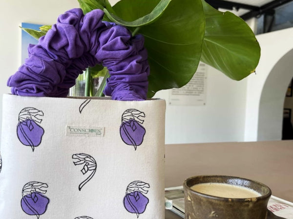 Lavender Dot Scrunchie Tote Bag