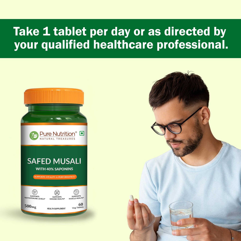 Safed Musli Capsules  Ayurvedic Vitality & Energy Supplement | 60 Veg Tablets