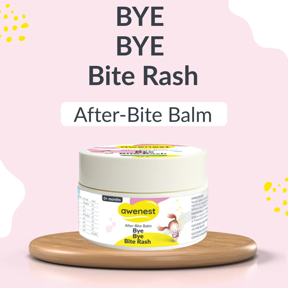 Awenest After-Bite Balm Bye Bye Bite Rash Relief Balm for Babies & Kids | Ayurvedic Natural Soothing Formula with White Turmeric, Eucalyptus, Seabuckthorn | Instant Itch & Redness Relief | Safe, Gentle & Non-Sticky, Does not Stain Clothes – 25g x 2
