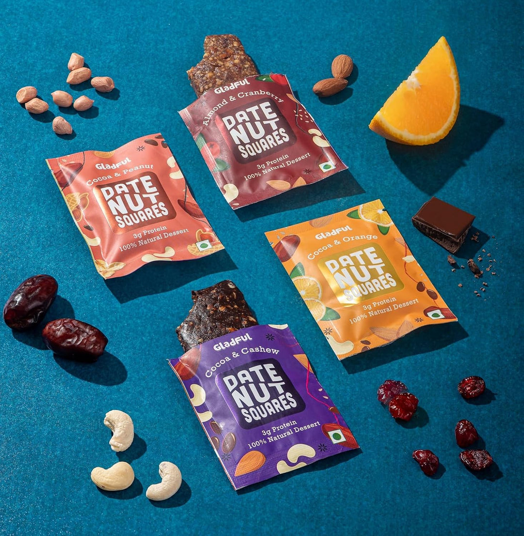 Gladful Date nut squares - almond and cranberry -  pack of 1