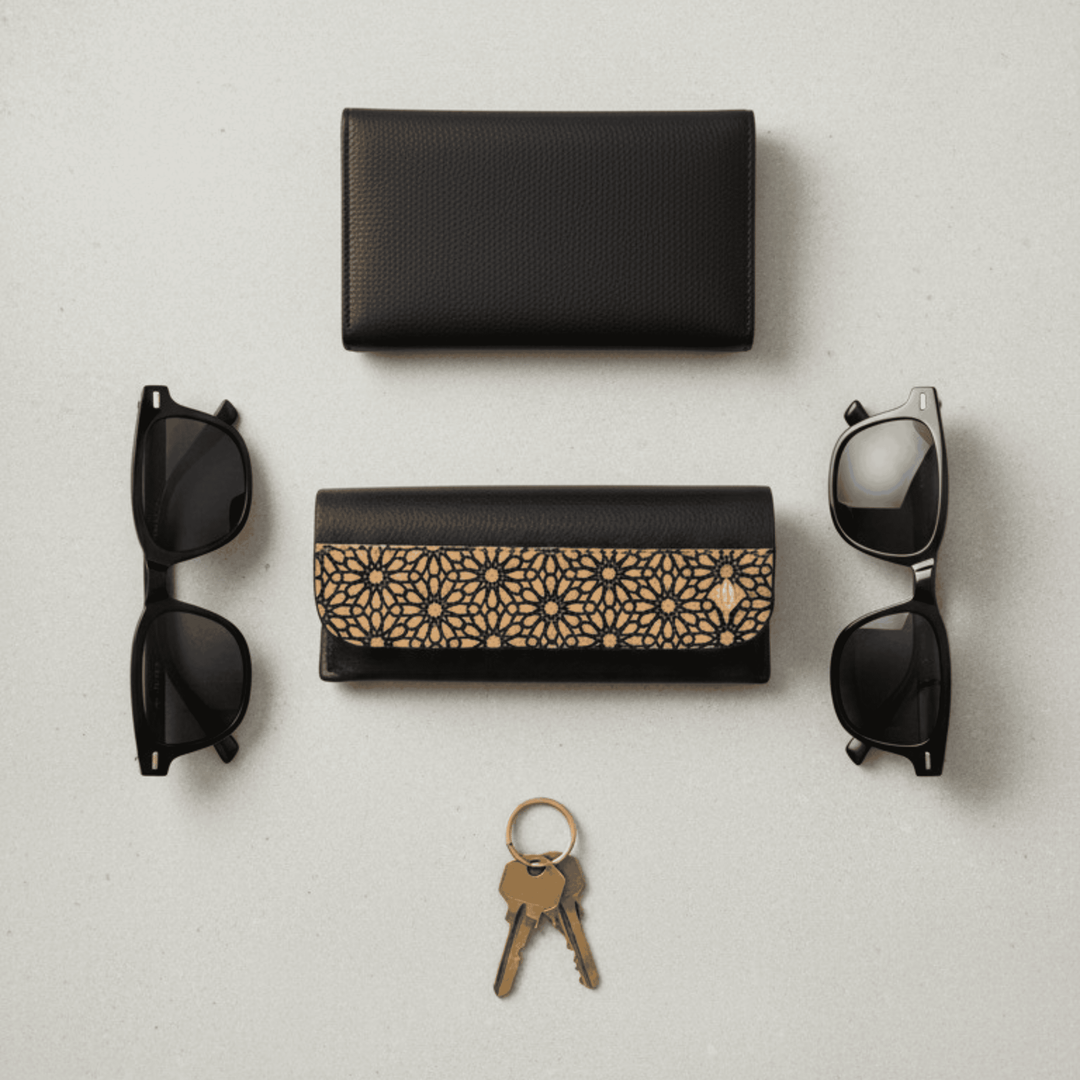 Green Hermitage Handcrafted, Vegan Leather Eyewear Case - Black