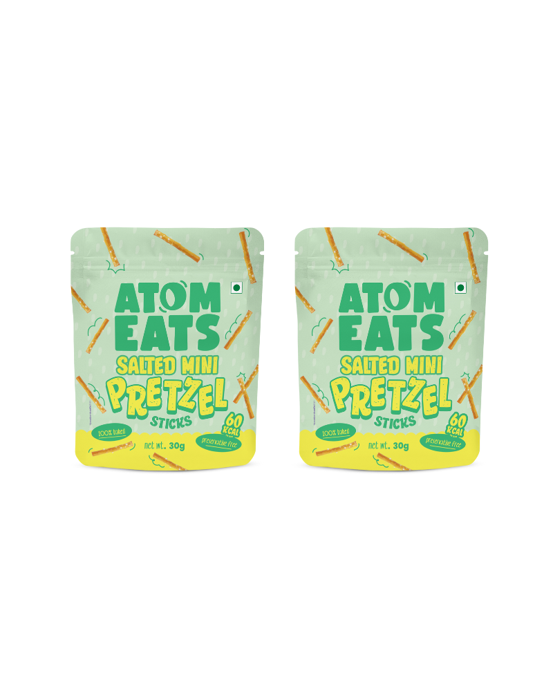 Atom Eats Salted Pretzel Mini Sticks | (30g X 2)  Pack by Atom Eats