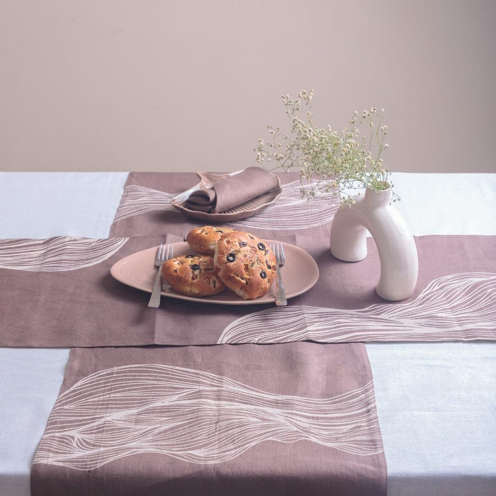 Pravaah Eni table linen set | pure hemp | table runner, napkins and placemats | antibacterial home linens