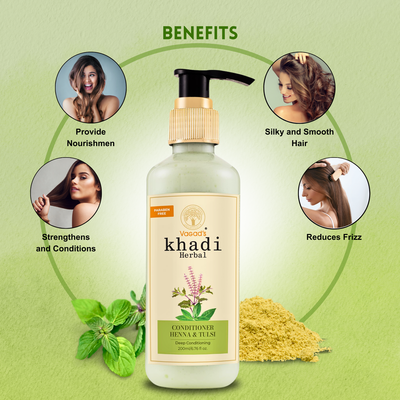 Vagad's Khadi Henna and Tulsi Conditioner (Pack of 2)