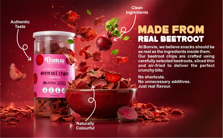 Bonvie Beetroot Chips - Masala Magic Pack of 3