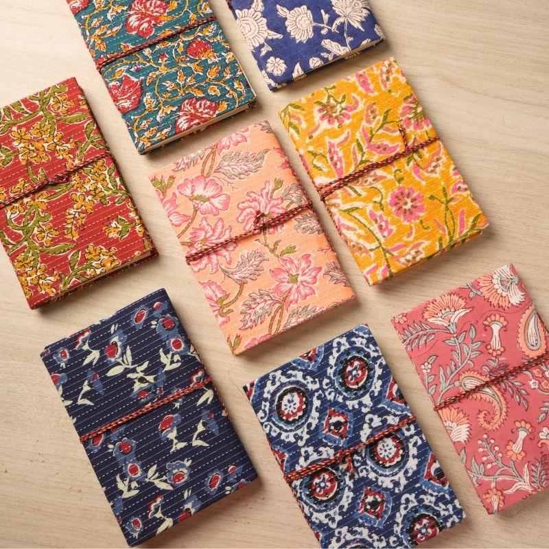 Ecokari Hand-Block Printed Pocket Diary Set | Handmade Paper