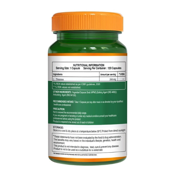 L-Theanine 200mg | Supports Calmness, Focus & Cognitive Function | 120 Veg Tablets