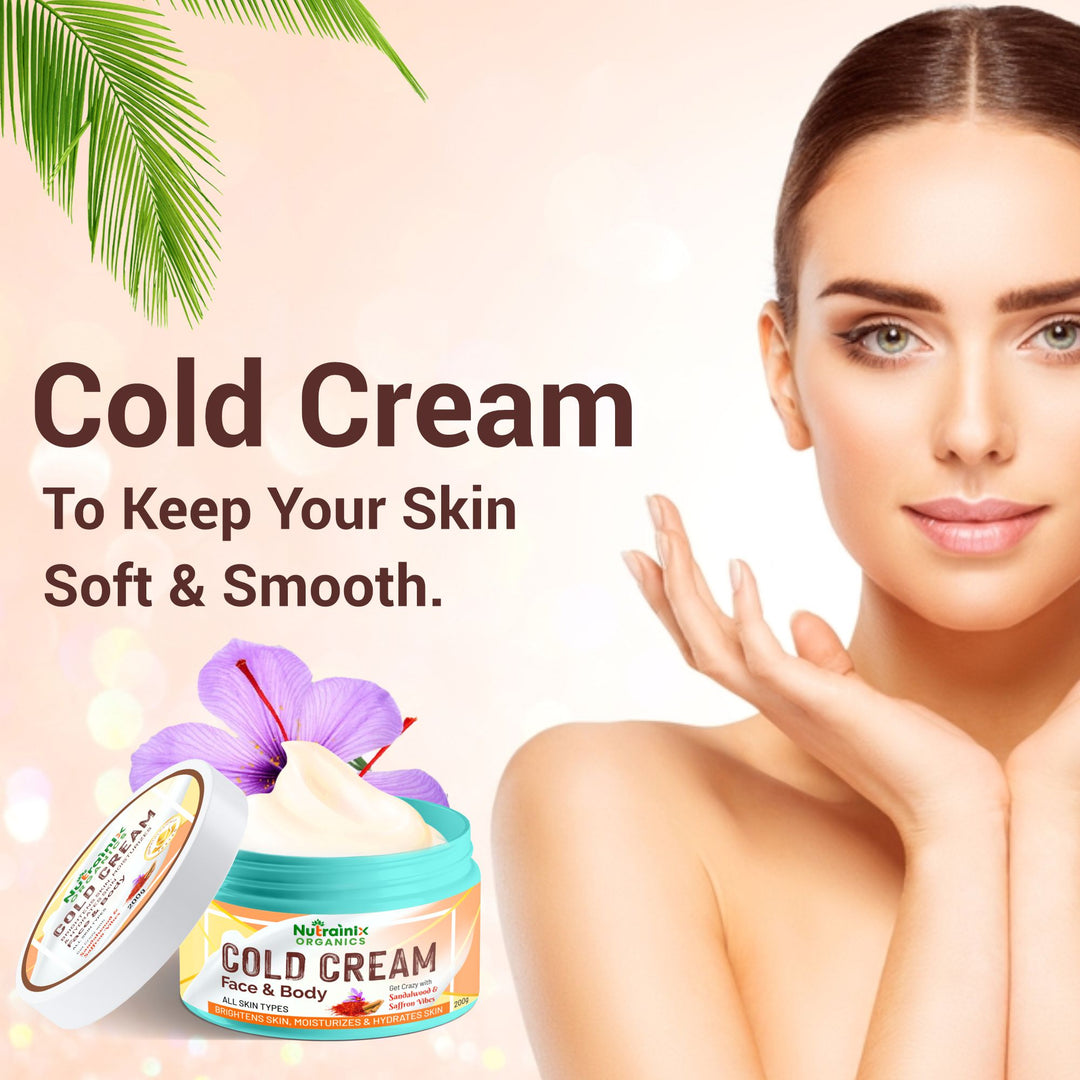 Nutrainix Organics Luminous Revival Cold Cream Hydration + Brightening Cream for Dull, Dry & Uneven Skin – All Skin Types - 200 gm