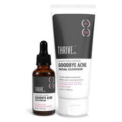ThriveCo Goodbye Acne Kit | Anti-Acne Serum (30ml) and Face Wash (100ml) | Reduces Pimples, Acne Marks & Sebum Production | For Women & Men
