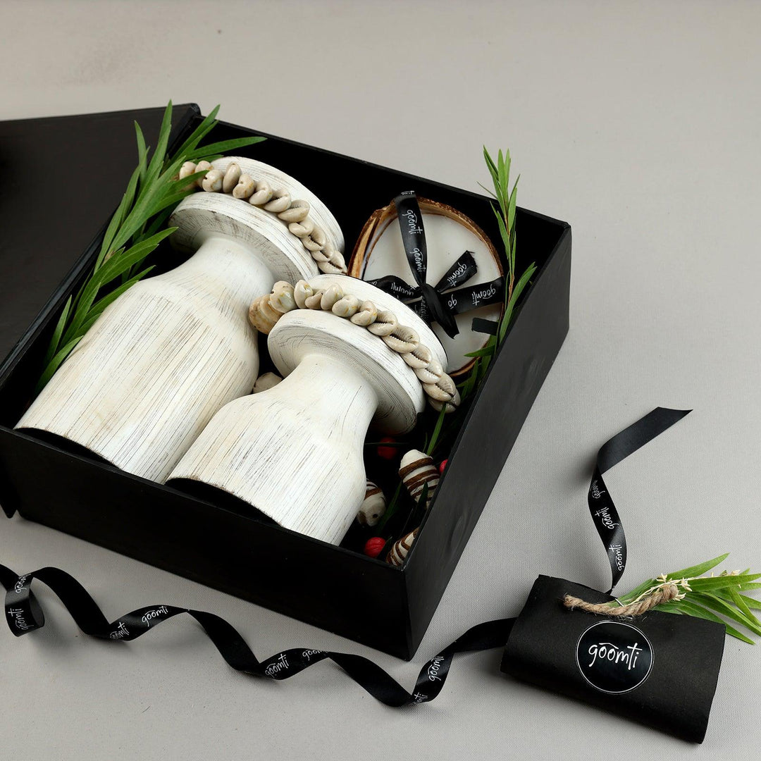 Goomti Twin Flames (White Candle Stands)