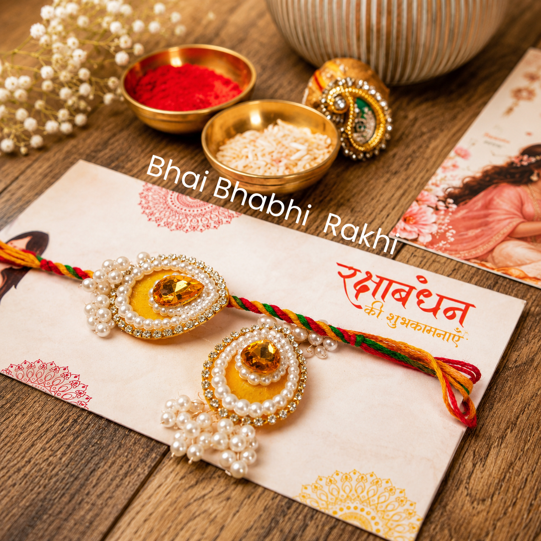 Artecasa Ivory Pomegranate Rakhi Gift Hamper for Bhai Bhabhi